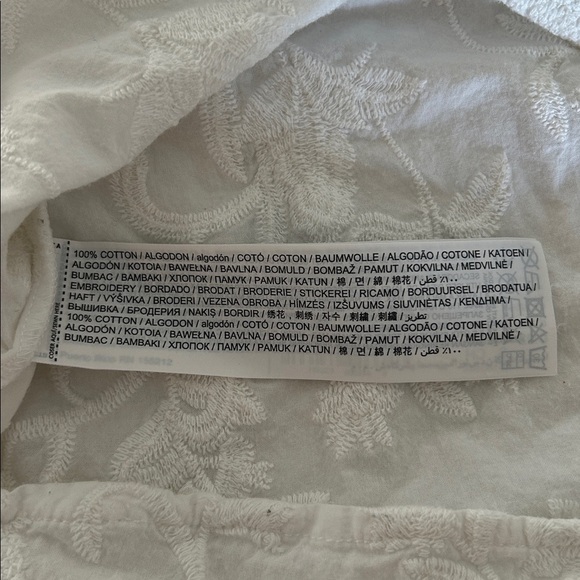 MNG Mango Elegant White Lacy Button up Embroidered Cotton Blouse Size Medium 8 - Picture 8 of 12